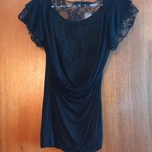 Sexy Black Top lace drape back size S